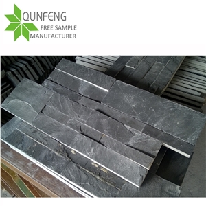 China Black Stacked Stone Panel Slate Stone Veneer